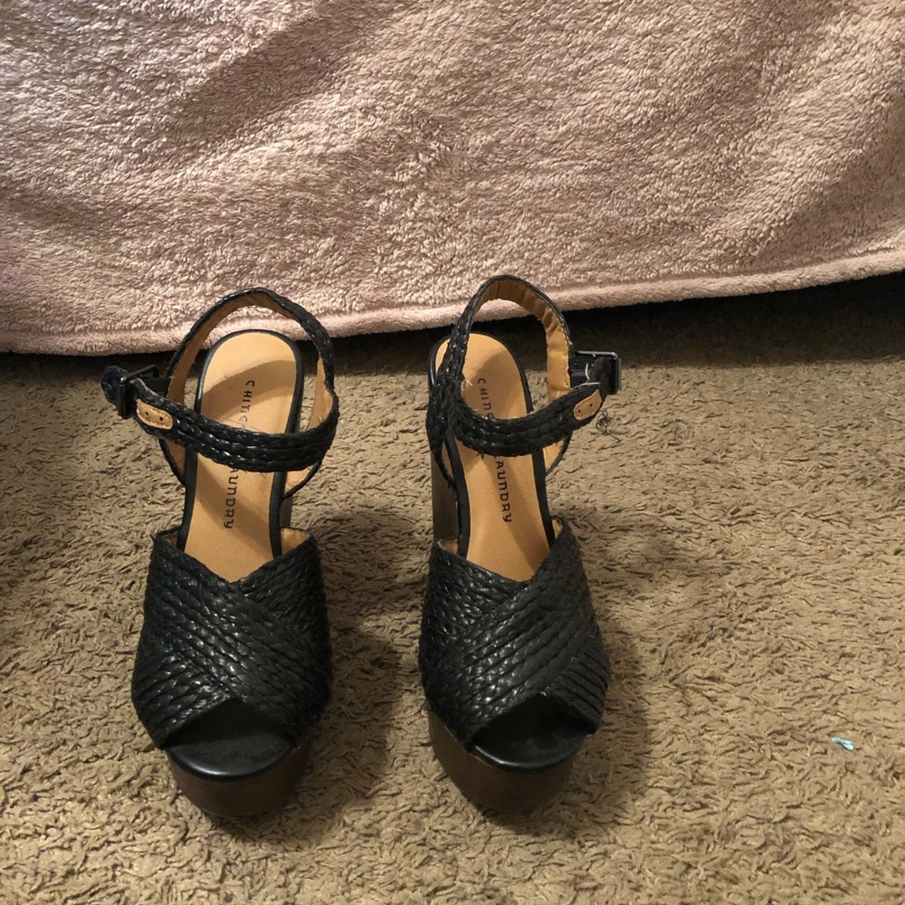 Black Braided Ankle Strap Heels